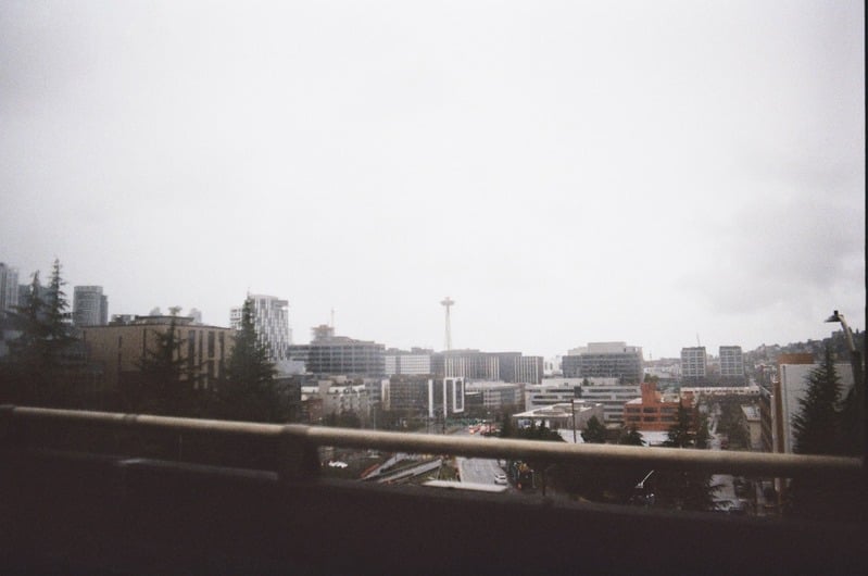 Film-style cityscape photograph from a styled campaign shoot.